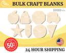 Unfinished Wood School Craft Blanks | Bulk 1000 Piece Pack | School Themed Shapes | 1/8" Thick Wood Cutouts | 4" or 5" DIY Craft Blanks | Wholesale Craft Supply