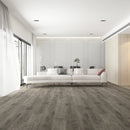 WPC Vinyl Rigid Core 9" Width 60" RL 9.5mm Thick, 1.5mm IXPE Burnished Fossil Romulus Floors - Mazzia Collection room view