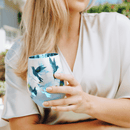 Blue Hummingbird Stemless Wine Glasses
