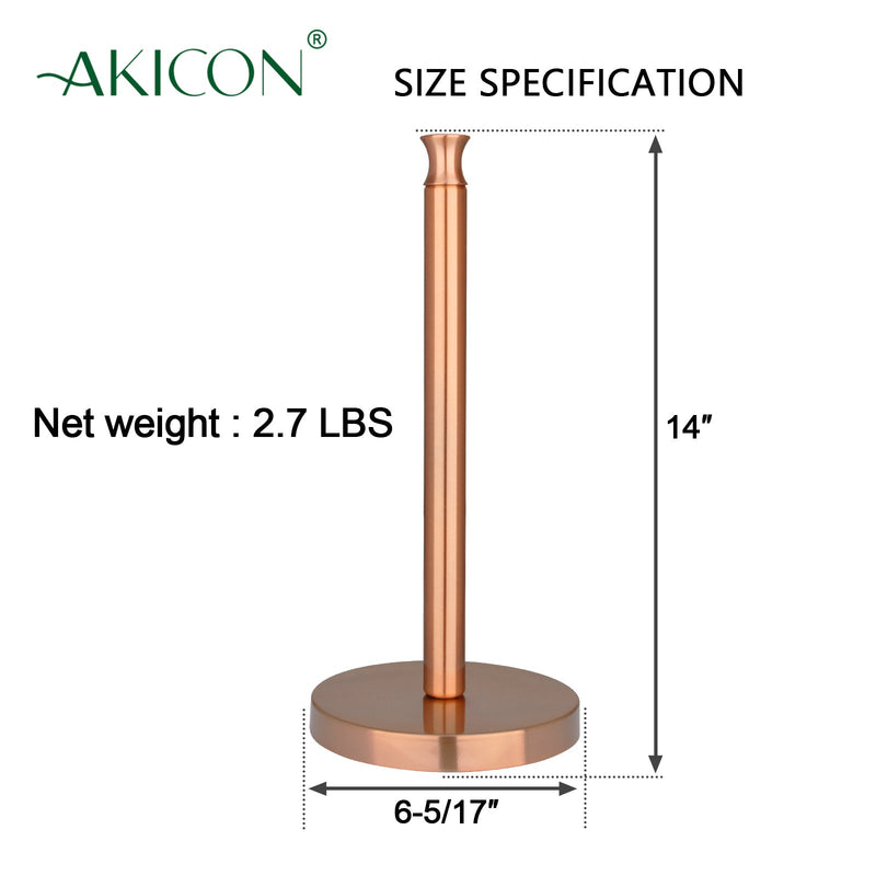 Copper Paper Towel Holder Roll Dispenser Stand for Kitchen Countertop & Dining Room Table - AK79303-C