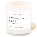 Lavender and Sage Soy Candle - White Jar - 11 oz