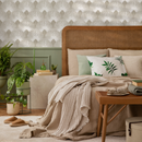 Art Deco Fan Wallpaper in Beige and White - C010