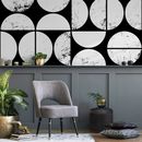 Modern Geometric Wallpaper with a Distressed Circle Grid in Black and White - C012