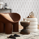 Art Deco Wallpaper with a Geometric Sunburst Motif in Greige - C037