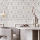 Art Deco Wallpaper with a Geometric Sunburst Motif in Greige - C037
