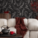Koi Fish Wallpaper Featuring Illustrative Fish in Black and White - C040