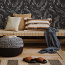 Koi Fish Wallpaper Featuring Illustrative Fish in Black and White - C040