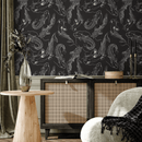 Koi Fish Wallpaper Featuring Illustrative Fish in Black and White - C040