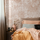 Floral Wallpaper with a Detailed Line Art Motif in Dusty Rose - C064