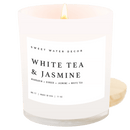 White Tea and Jasmine Soy Candle - White Jar - 11 oz