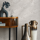 Modern Geometric Wallpaper with an Arched Dot Pattern in Brown - C076