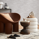 Modern Geometric Wallpaper with an Arched Dot Pattern in Brown - C076