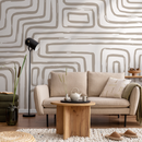 Abstract Wallpaper with Brushstroke Geometric Lines in Beige - C090