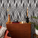 Art Deco Wallpaper with Sweeping Brush Strokes in Black and White - C101