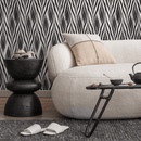 Art Deco Wallpaper with Sweeping Brush Strokes in Black and White - C101