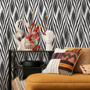 Art Deco Wallpaper with Sweeping Brush Strokes in Black and White - C101