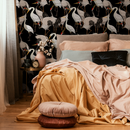 Chinoiserie Wallpaper Featuring Japanese Cranes in Black, White, and Red - C116