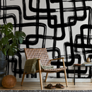 Modern Abstract Wallpaper with Bold Brushstrokes in Black and White - C119