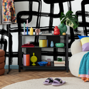 Modern Abstract Wallpaper with Bold Brushstrokes in Black and White - C119