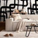 Modern Abstract Wallpaper with Bold Brushstrokes in Black and White - C119