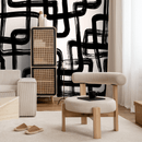 Modern Abstract Wallpaper with Bold Brushstrokes in Black and White - C119