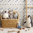 Abstract Wallpaper with Textured Dashes in Blue, Black, and Brown - C150