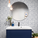 Geometric Wallpaper with a Dotted Tile Motif in Blue - C156
