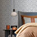 Geometric Wallpaper with a Dotted Tile Motif in Blue - C156