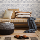 Geometric Wallpaper with a Dotted Tile Motif in Blue - C156