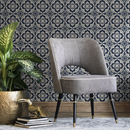 Tile Wallpaper with a Classic Azulejo Design in Blue and Cream - C163