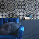 Tile Wallpaper with a Classic Azulejo Design in Blue and Cream - C163