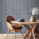 Tile Wallpaper with a Classic Azulejo Design in Blue and Cream - C163