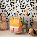 Floral Wallpaper with a Bold Brushstroke Motif in Black and Yellow - C164