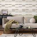Geometric Wallpaper with Modern Striped Accents in Brown and Beige - C168