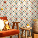 Geometric Wallpaper with a Colorful Triangle Grid in Red, Blue, and Yellow - C169