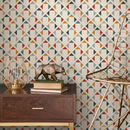 Geometric Wallpaper with a Colorful Triangle Grid in Red, Blue, and Yellow - C169
