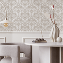 Damask Wallpaper with a Traditional Acanthus Motif in Cream and Beige - C185