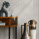 Damask Wallpaper with an Elegant Scroll Motif in Beige - C186