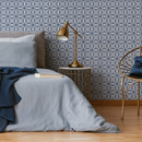 Tile Wallpaper with an Intricate Medallion Motif in Blue and White - C190