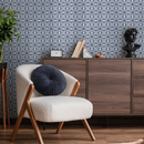 Tile Wallpaper with an Intricate Medallion Motif in Blue and White - C190