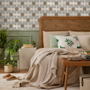 Geometric Wallpaper with Abstract Circles and Sketched Lines in Brown and Black - C198