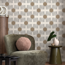 Geometric Wallpaper with Abstract Circles and Sketched Lines in Brown and Black - C198
