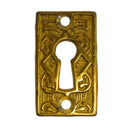 Brass Eastlake Square Keyhole Cover Solid Cast Brass with Intricate Victorian Detailing Polished Finish