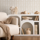 Abstract Wallpaper with a Minimalist Semi-Circle Pattern in Beige - C221