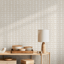 Abstract Wallpaper with a Minimalist Semi-Circle Pattern in Beige - C221