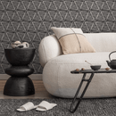 Geometric Wallpaper with Sketched Diamond Shapes in Black and Off-White - C238