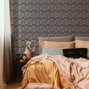 Geometric Wallpaper with Sketched Diamond Shapes in Black and Off-White - C238