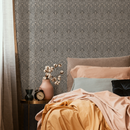 Art Nouveau Wallpaper with an Elegant Fan Motif in Black and Beige - C239