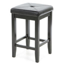 Set of 2 - Black 24-inch Backless Barstools with Faux Leather Seat