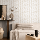 Geometric Wallpaper with a Textured Herringbone Motif in Beige - C255